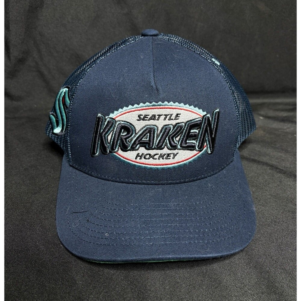 Seattle Kraken Mitchell & Ness NHL Mens Hat  Trucker Snapback Cap Hockey Blue